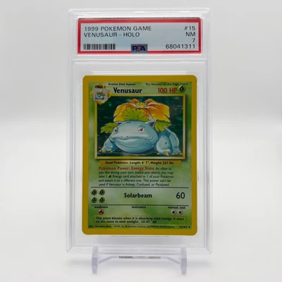 $100 • Buy 1999 Pokemon Base Set Unlimited Venusaur #15 Holo PSA 7 NM