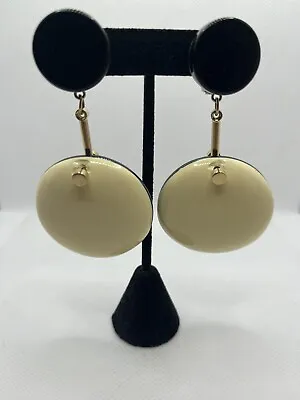 Marni Earrings Gold Black & Cream.  Made To Be Worn As Pierced Or Clip. • $200