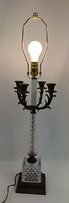 Vintage Italian Lead Cut Crystal Candelabra Lamp Rococo Hollywood Regency 32   • $99.99