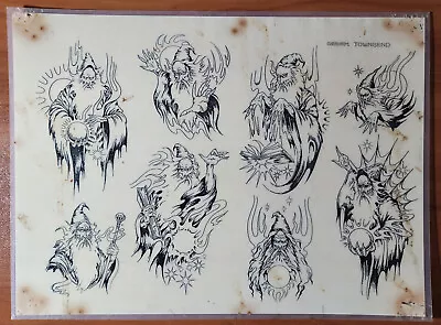 ORIGINAL Vintage Graham Townsend Shop Used Tattoo Flash Sheet Wizards Magic • $49.99