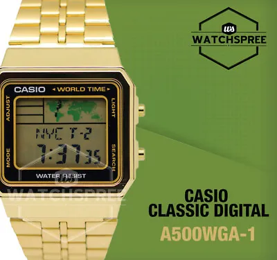 Casio Digital Men's Gold Stainless Steel Strap Watch A500WGA-1D AU FAST & FREE • $96.78