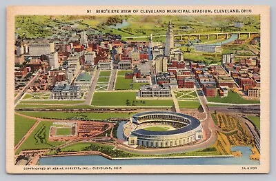 Postcard OH Cleveland Bird's Eye View Cleveland Municipal Ball Park Stadium D5 • $7.97