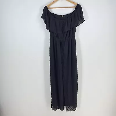 Fresh Soul Womens Dress Size 12 Maxi Black Short Sleeve Casual Party 079919 • $19.95