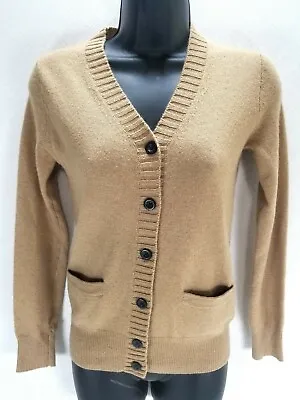 J.CREW Women's Cashmere Stretch Knit Brown Tan Cardigan Sweater Womens Size XXS • $10.61