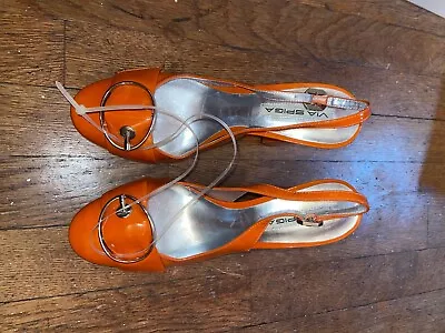 VIA SPIGA Orange Shoes With Buckle Super Cute Just Not My Size Pumps 7.5 • $13.50