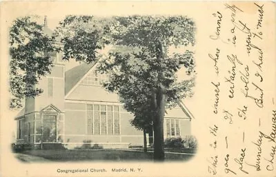 American News Congregational Church Madrid New York 1919 Postcard 20-10235 • $9.09