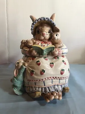 Fitz & Floyd Bunny Rabbit Rocking Rocker Chair Ceramic Cookie Jar #F28 • $149.94