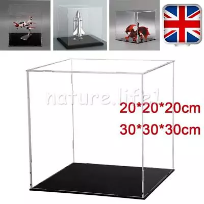 UK Large Acrylic Display Case Dustproof Box Perspex Clear Collectibles Model • £17.82