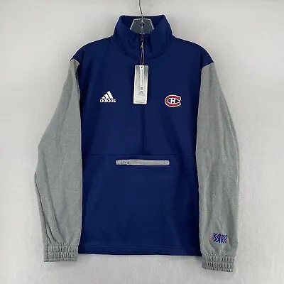 Montreal Canadiens Adidas Mens 1/2 Zip Pullover Sweatshirt Size Large Blue Gray • $29.95