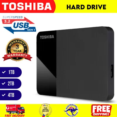 Toshiba 1TB 2TB 4TB External Hard Drive Portable Canvio Ready SuperSpeed USB 3.2 • $254.14