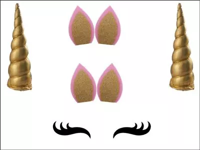 £5.24 • Buy Printed Unicorn Cake Decorating Kit Ears Horn Eye Edible Cake Topper Icing/wafer