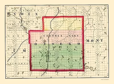 Otsego County Michigan - Walling 1873 - 23.00 X 30.98 • $36.95