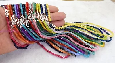 Lots 2x4mm Faceted Assorted Multiple Roundel Gemstone Beads Necklace 18'' • $3.59