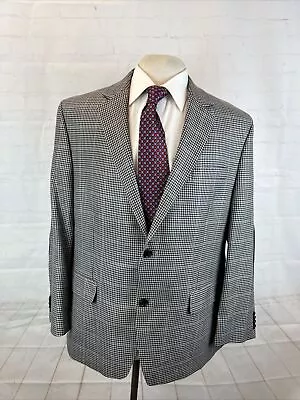 Michael Kors Men's Gray Plaid Houndstooth Silk Blend Blazer 44S $595 • $75.04