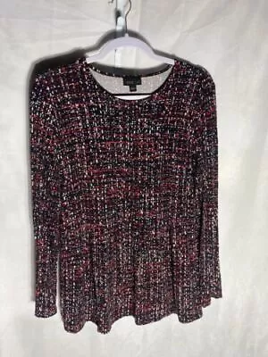 J. JILL Black Multicolor Wearever Collection Jersey Knit Long Sleeve Top M • $13.50