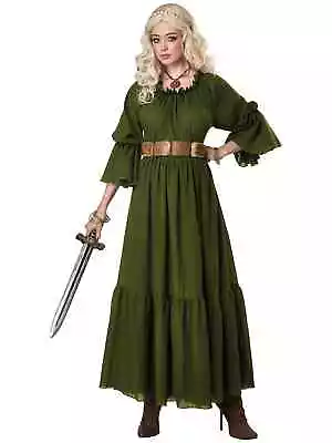 Renaissance Peasant Chemise Medieval Maid Marion Olive Adult Womens Costume S/M • $69.95