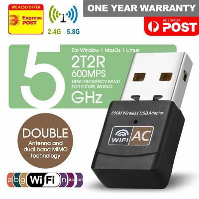 $8.99 • Buy Dual Band 600Mbps USB WiFi Wireless Dongle AC600 Lan Network Adapter 2.4GHz 5GHz