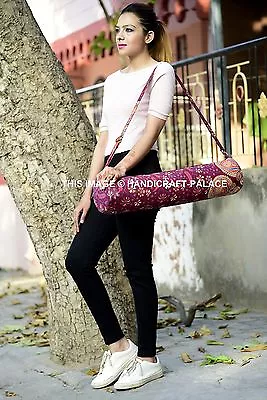 Indian Peacock Mandala Large Yoga Mat Carrier Bag With Shoulder Strap Gym Bag • $42.89