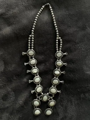 Vintage Squash Blossom Mother Of Pearl Necklace • $1100