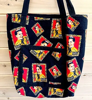 Vintage Elvis Presley Tote Shoulder Bag Large Handmade 16 X 14 X 5 • $13.83