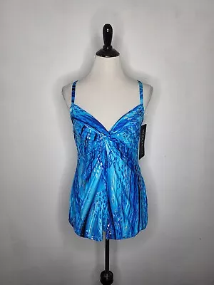 MIRACLESUIT Women's Blue Atlantis Love Knot Tankini Layered DD Cup Size 14 NWT • $55
