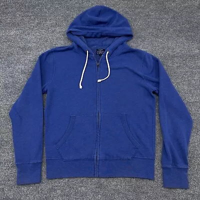 J.CREW Hoodie Mens S Blue Authentic Fleece Full Zip Hooded Sweatshirt Jacket • $18.95