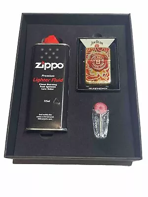 Zippo Lighter Jimbeam Brass Red & Gold Fuel Flint In Luxury Gift Pack Gift All • $129.95