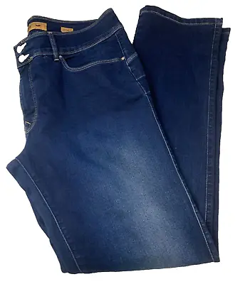 SALSA JEANS 38 W 33 L INDIGO BLUE Stretchy Straight Leg Mid Rise Monkey Wash • £25.97