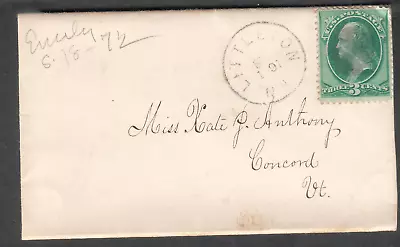 1872 Cover Littleton NH To Miss Kate J Anthony Concord Vermont • $5