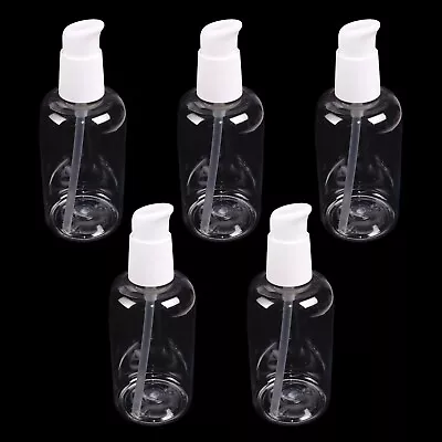 5 X 125ml Clear Refillable Travel Pump Bottle - Empty Hand Gel Travel Dispenser • £5.99