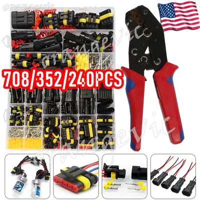 708Pcs Car Automotive Waterproof Electrical Wire Connector Plug 1-6 Pin Kit Set • $15.45