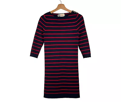 Boutique By Jaeger Wool Dress Womens Size XS Blue Red Stripe Straight Casual • £19.98