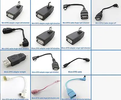 1pcs OTG Cable/Adapter Angle & Straight Micro/Mini 5pin USB M To USB 2.0 Female • $1.27