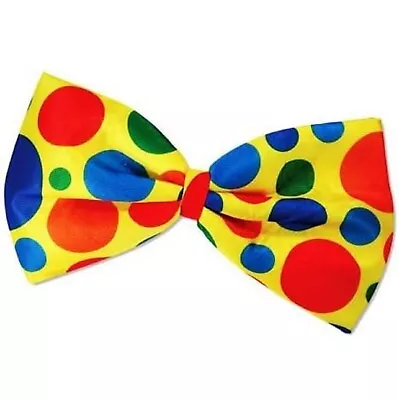 New Large Jumbo Giant Clown Bow Tie Fancy Dress Polka Dot Multicolour Accessory • £1.99