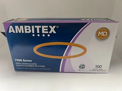 Ambitex V200 Series Vinyl Exam Gloves Size Medium New Box Of 100 Gloves - F/S • $13.45