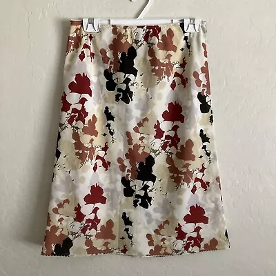 Kenneth Cole A-Line Skirt Womens Size 4 Knee Length Silk Blend Floral Light • $12.50