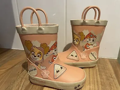 Paw Patrol Pawsome Wellies Wellington Boots Pink Pup Power Size 4 Infants 21 VGC • £5