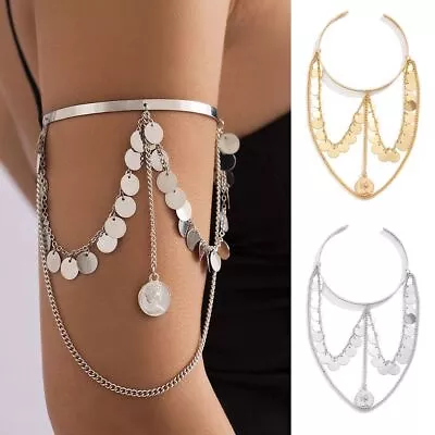 Jewelry Armlet Upper Arm Cuff Minimalist Bangle Arm Bracelet Tassel Armband • £4.75