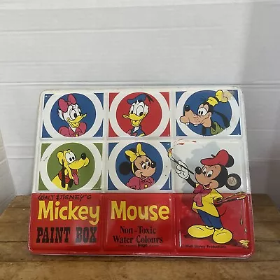 Mickey Mouse Vintage Watercolor Paint Box Tin Litho 80 Color Page London Disney • $78