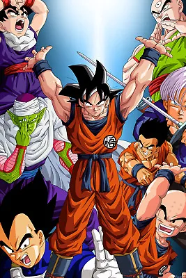 Dragon Ball Z Poster Z Fighters Goku Vegeta Picolo 12in X 18in Free Shipping • $9.95