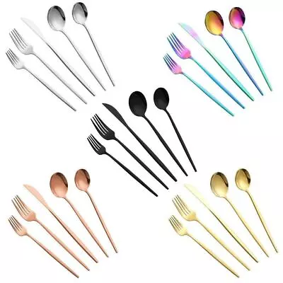 20pcs Stainless Steel Cutlery Set Fork Spoons Family Dining Polished Tableware • £19.99