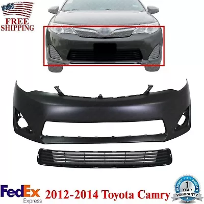 Front Bumper Cover Primed + Grille Textured Plastic For 2012-2014 Toyota Camry • $130.52