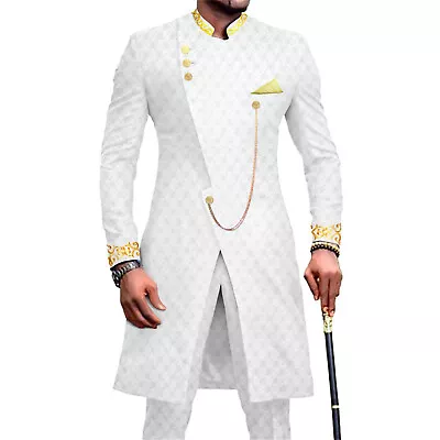 Men African Suits Partt Embroidery Jacket And Pants 2 Piece Set Formal Outfits  • $103.72