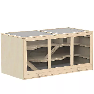 Wooden Hamster Cage Hutch & Exercise Play House Pen Large W/ Lockable Roof Door • $114.39