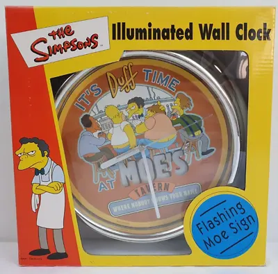 The Simpsons Illuminated Wall Clock It's Duff Time At Moe's Tavern 2002 Wesco • $97.85
