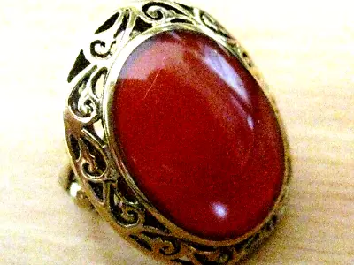 Vintage 9k Roller Gold NATURAL CARNELIAN RING SIZE6.75/WEIGHT 8G MARKED +BOX • $149