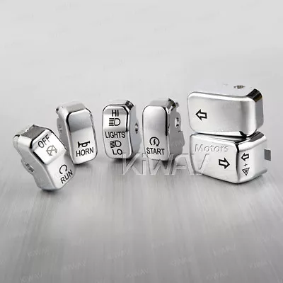 $18.60 • Buy Switch Cap Kit (6pcs) Chrome Fits Harley '96-'10 Heritage Softail Classic FLSTC