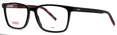 HUGO BOSS HG1074 UYY Black Pattern Red Mens Rectangle Eyeglasses 56-17-145 B:40 • $39.99