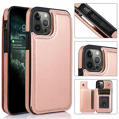 $13.77 • Buy For IPhone 13 Pro Max 12 11 XS XR 8 7 Plus Leather Card Holder Wallet Stand Case