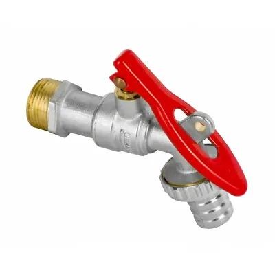 1/2  Garden Lever Tap Valve With Secure Lock And Metal Hose Union Red BIP Tap • £8.69